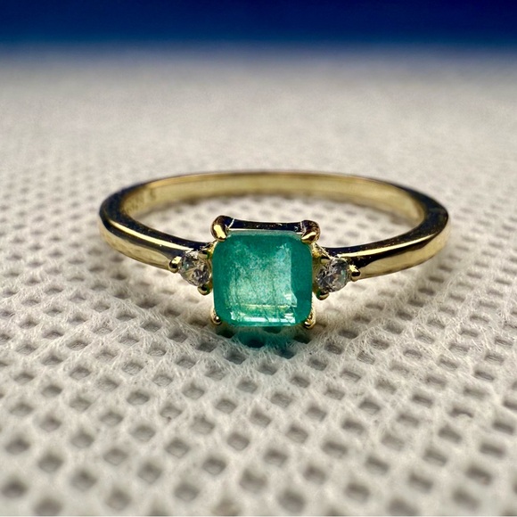 New Gold-Plated Sterling Silver & Tourmaline Ring, Size 5 - Picture 4 of 4